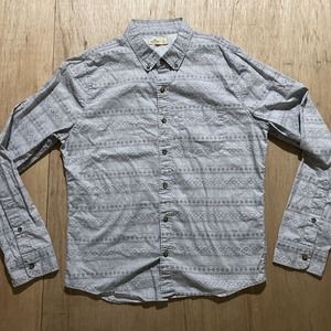 Hollister Shirt Mens L Gray Long Sleeve Button Down Aztec Tribal Stripe‎ Cotton